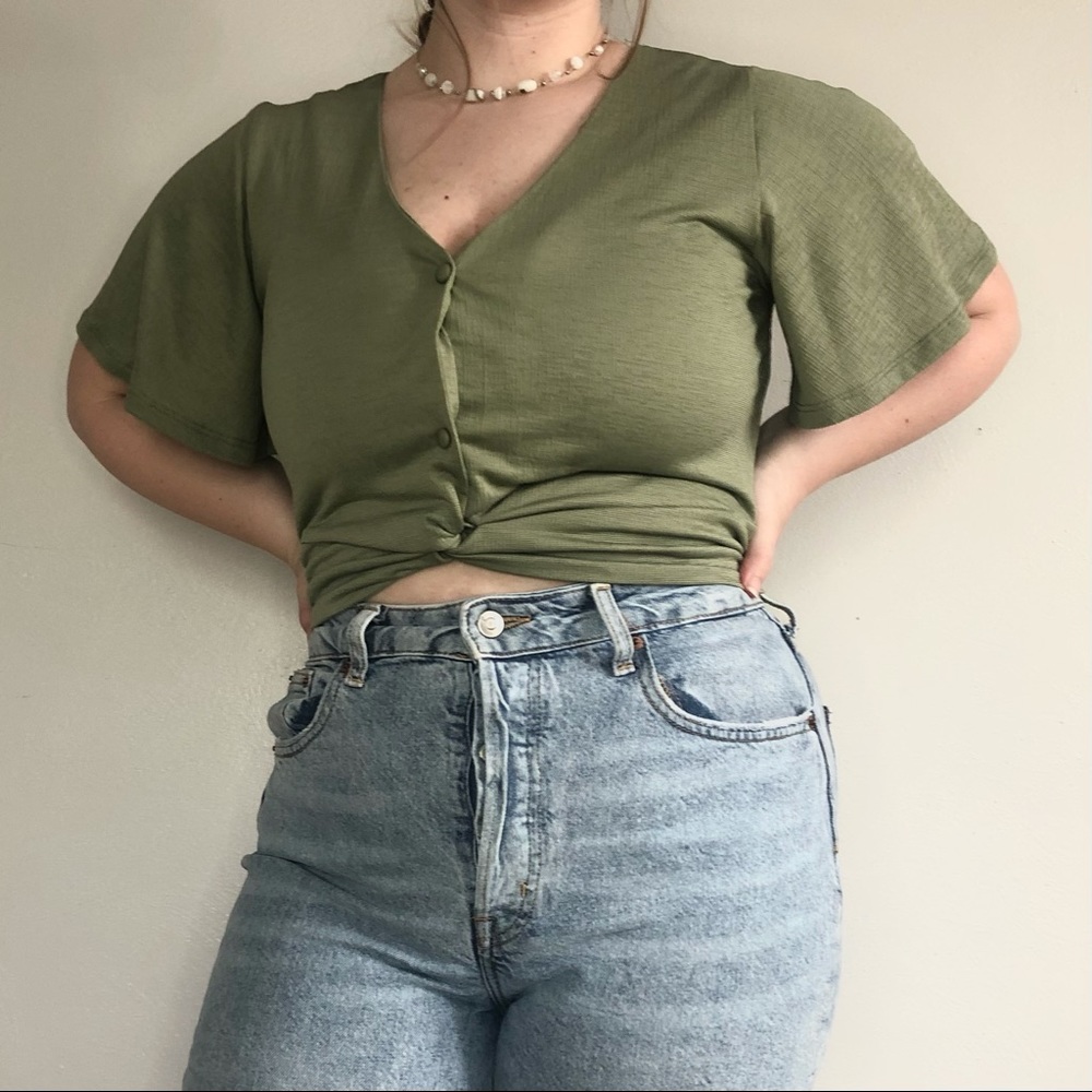 Green Crop Top